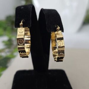 Gold Filled Hoops with Love Design